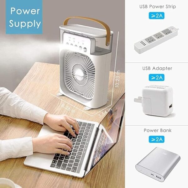 Portable Mini Air Cooler | 7-Color LED | Personal Cooling Fan